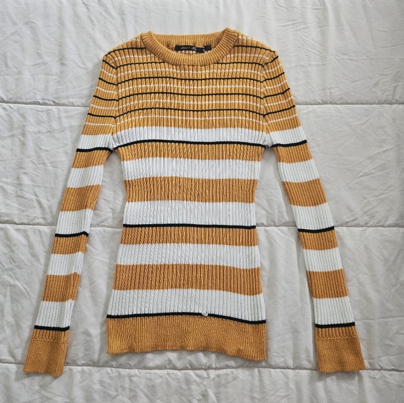 Roma Mustard and White Striped Long Sleeve - Picture 1 of 4